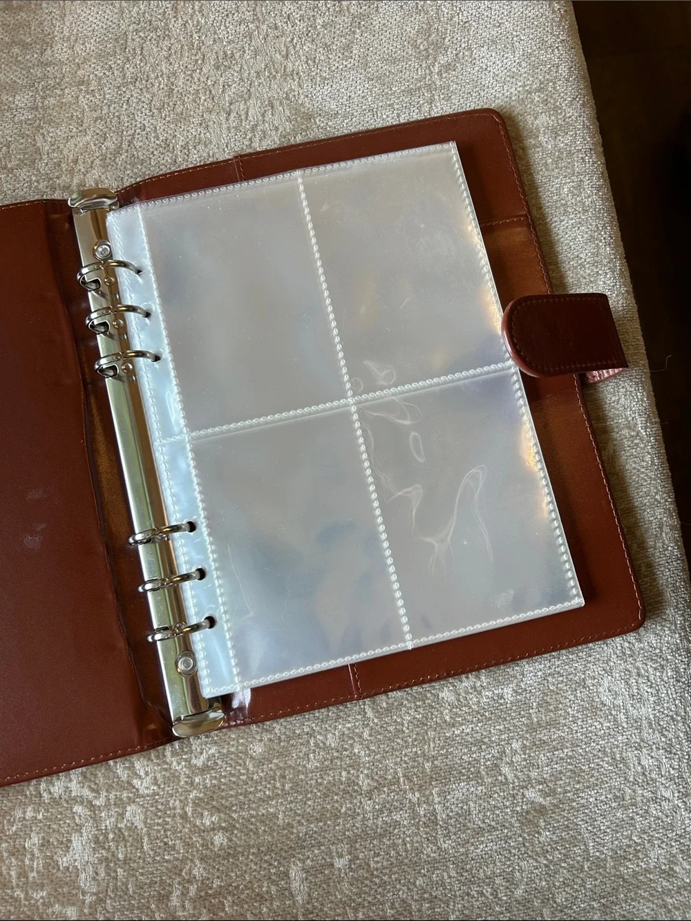 Leather Ring Binder Organizer in Cognac